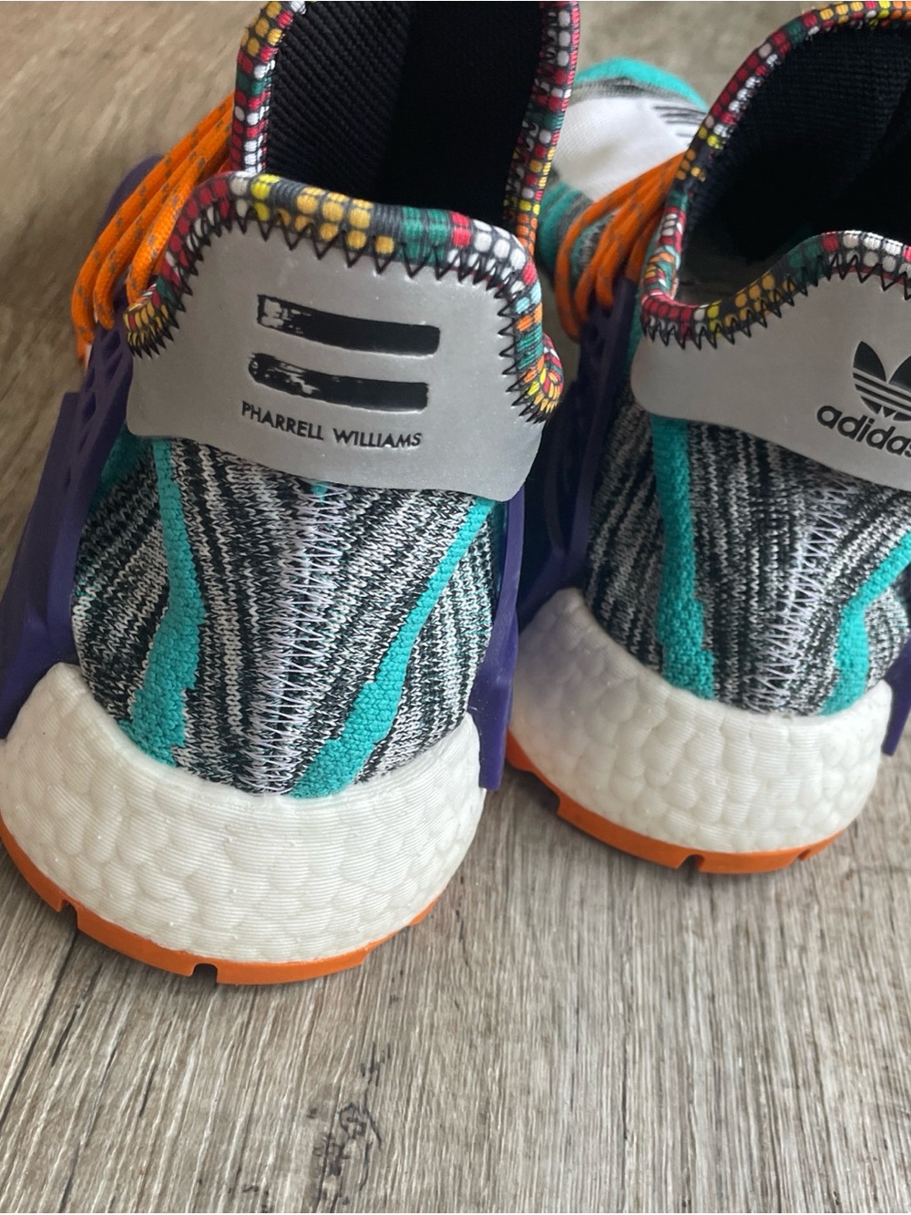 Size 10.5 - Adidas X Pharrell Williams Hu Race NMD Solar Pack Orange Aqua BB9528 - Picture 9 of 16